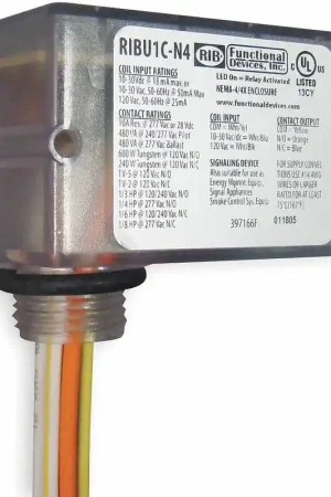 Functional Devices RIBU1C-N4 Enclosed Pre-Wired Relay 10A@277VAC SPDT Markdown