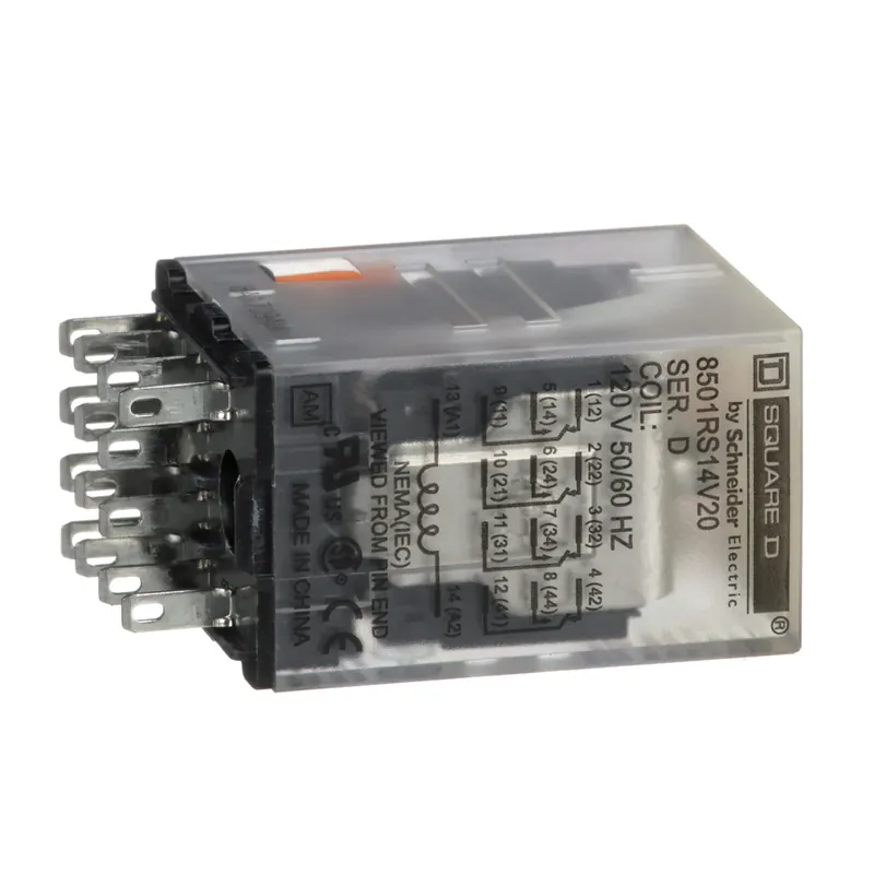 Trusted Brand Square D 8501RS14V20 Miniature Plug-In Relay 120 VAC 5 Amp 4PDT Socket Mount
