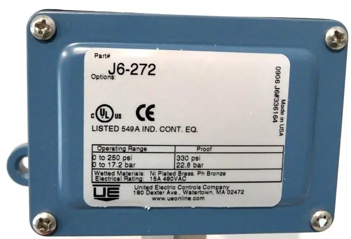 Buy Direct United Electric J6-272 - 0/250# Spdt Nema4X Pres Switch