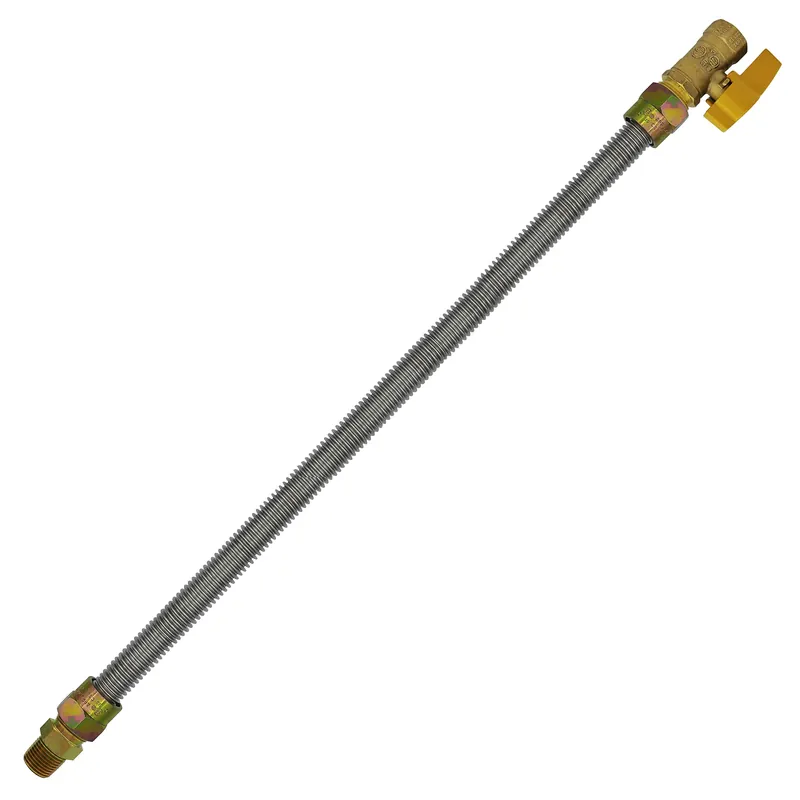 Fresh Stock Cambridge C-GC-581212MF-36V 36 Inch Gas Line Connector 5/8 Inch OD 1/2 Inch Male-Female Fittings with Shut Off Valve