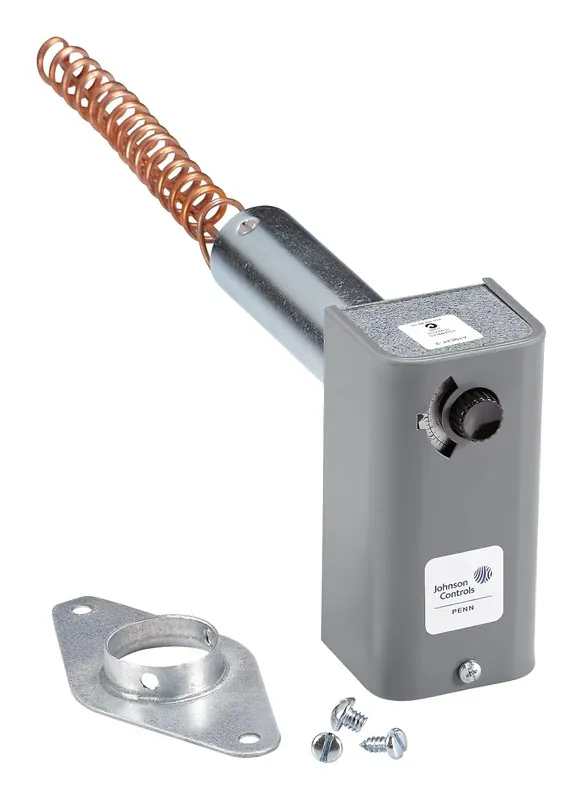 While Supplies Last Johnson Controls A19EAF-2C Penn Series A19 Flange Mounted Duct Thermostat, SPDT Switch Action, 1.1 Degree C Differential, -1 to 43 Degree C Range
