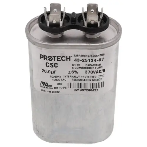 Luxury RHEEM 43-25134-07 Capacitor 20 MFD 370V Single Oval Replacement