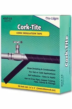 Get Yours Nu-Calgon 4217-12 Cork-Tite Insulation Tape Self-Adhesive Black 2 Inches x 30 Feet Roll
