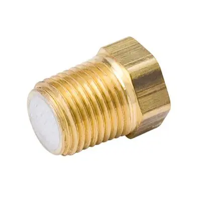 Mueller Industries A 14021 Streamline Fusible Pipe Plug, 3/8 Inch, NPTFE, 27/32 Inch L, 700 psig, Brass, 210 deg F Buy Direct
