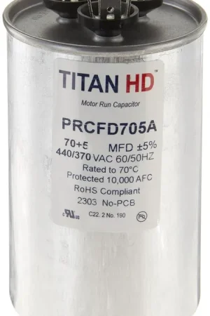 Packard PRCFD705A Titan HD Dual Section Motor Run Capacitor 70/5 MFD 440/370VAC Round Luxury
