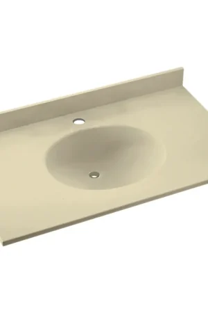 Reduced Price Swan Surfaces VT1B2249.037 Ellipse Vanity Top 49x22 Bone Center Bowl