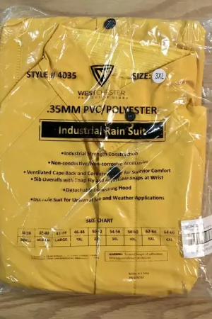 Today Only West Chester 4035/XXXL PVC Over Polyester 3Pcs Rain Suit Yellow Each