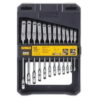 DeWalt DWMT19229 12 Piece Flex Head Ratcheting Wrench Set Metric 8 to 19 mm High Quality