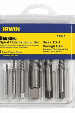 Hanson 53545 6 Piece Spiral Flute Screw Extractor Set Fast Shipping