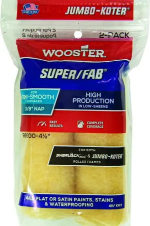 Wooster RR300-4 1/2 Super/Fab Jumbo-Koter Paint Roller, 3/8 in Nap, 4-1/2 in L Don't Miss Out