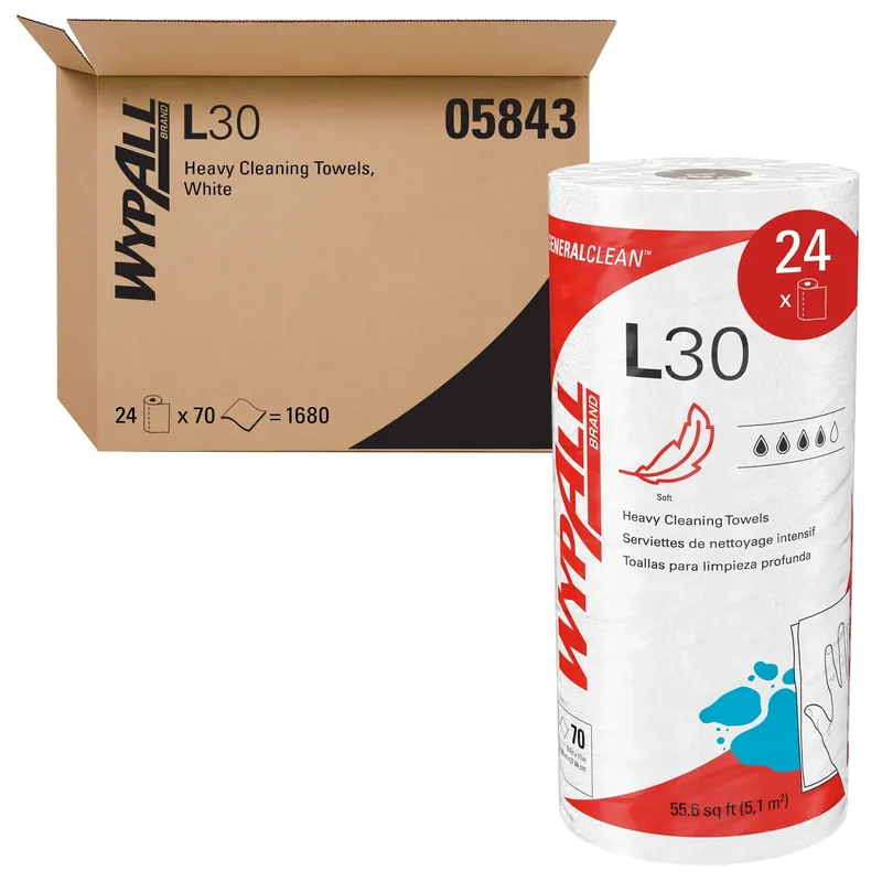 Professional Grade Wypall 5843 L30 DRC Towels Power 70 Sheets Small Roll