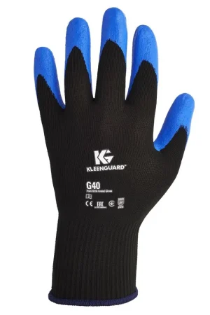 One Day Deal KleenGuard 40226 (formerly Jackson Safety) G40 Foam Nitrile Coated Gloves () - Medium - Abrasion Resistant Black & Blue Nitrile Grip Glove - 12 Pairs / Bag