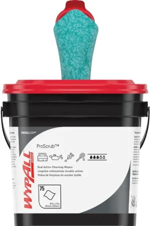 Weekend Sale Wypall 91371 PowerClean ProScrub Heavy Duty Wet Towels Dual Action Cleaning X-Large Wipes 75 Sheets Bucket