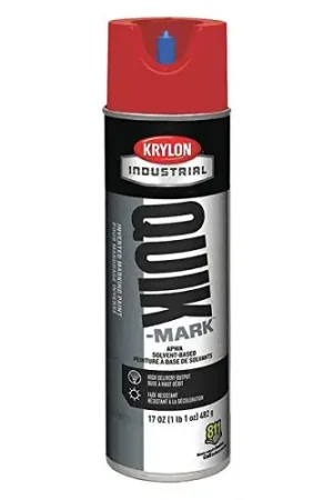 Krylon A03611007 Quik-Mark APWA Solvent-Based Inverted Marking Paint 17 oz Aerosol Can Red Fan Favorite