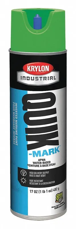 Best Choice Krylon A03904004 Quik-Mark Water-Based Inverted Marking Paint 12 oz Aerosol Green