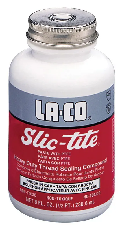 Buy Direct La-Co 41219 Slic-Tite Premium Thread Sealant Paste with PTFE, -50 to 500 Degree F Temperature, 1/2 pt Jar with Brush in Cap