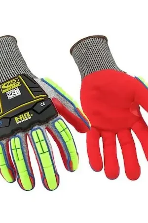 Top Rated Ringers Gloves 065-11 Hi-Vis Cut Resistant Impact Coated Gloves A4 Cut Level Nitrile XL 1 PR