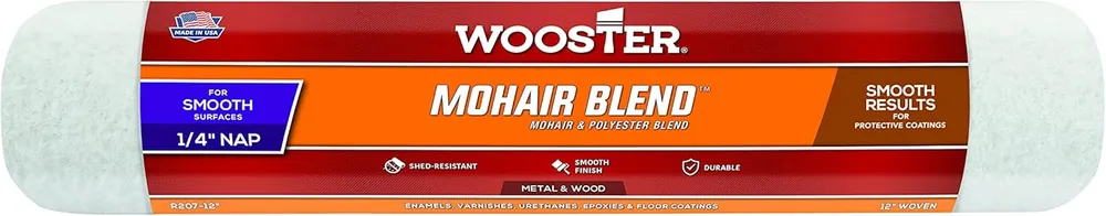 Popular Wooster R207-12 Mohair Blend 1/4 nap roller cover