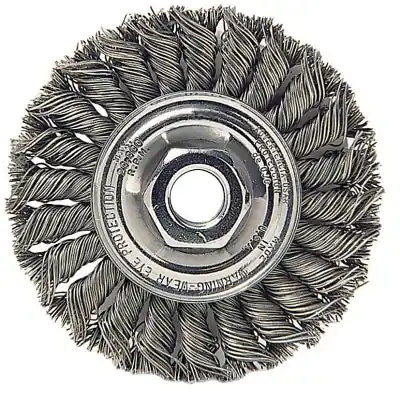 Weiler 13119 Standard Twist Knot Wire Wheel 4 inch D x 1/2 inch W .02 inch Steel 1/2-13 UNC Nut Top Pick