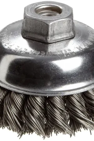 Last Chance Weiler 13153 Single Row Knot Wire Cup Brush 3.5 Inch Diameter .023 Steel Fill 3/8-24 UNF Nut