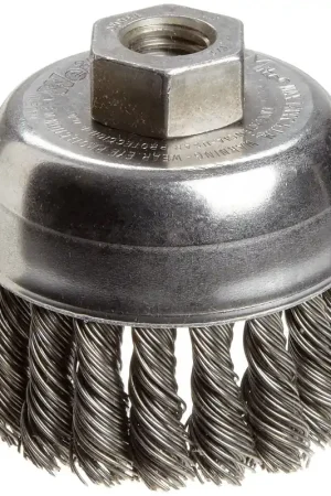 Super Sale Weiler 13285 Single Row Knot Wire Cup Brush .020 Steel Fill 1/2-13 UNC Nut