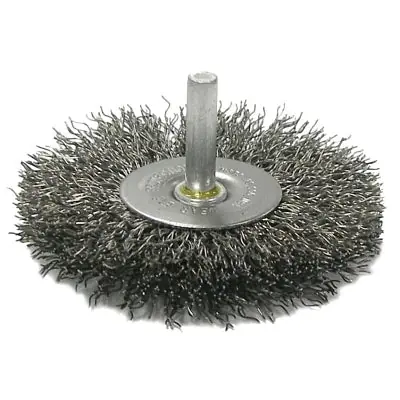 Fresh Stock Weiler 17969 Crimped Wire Radial Wheel Brush, 4 in D, .014 in Steel Wire, 15,000 rpm