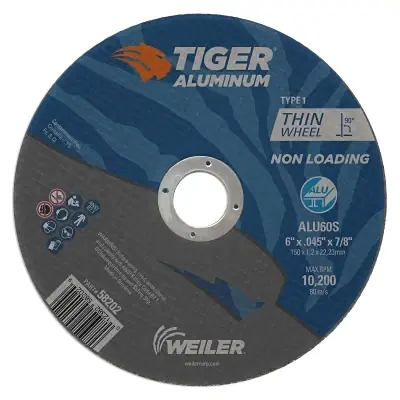 Weiler 58202 Aluminum Cutting Wheels 6 Inch 7/8 Arbor Type 1 60 Grit Limited Offer