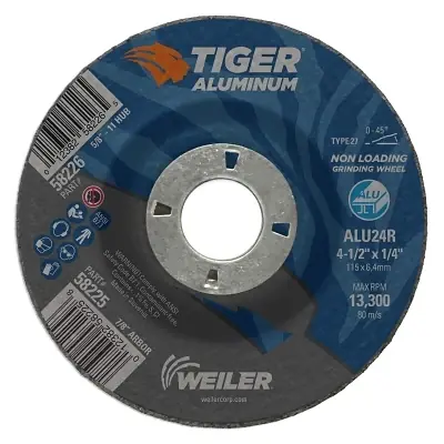 Buy Today Weiler 58225 Aluminum Combo Wheels 4 1/2 in Dia 7/8 in Arbor Type 27 24 Grit Alum. Oxide