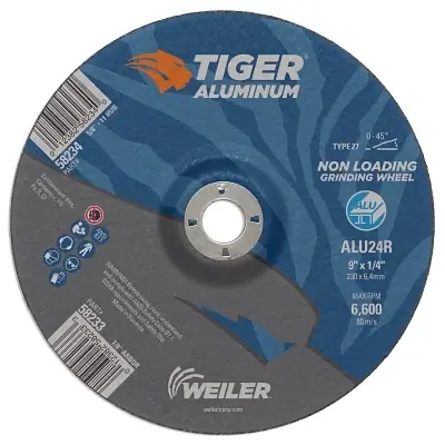 Same Day Shipping Weiler 58233 Aluminum Combo Wheels 9 inch Dia 7/8 inch Arbor Type 27 24 Grit Alum Oxide