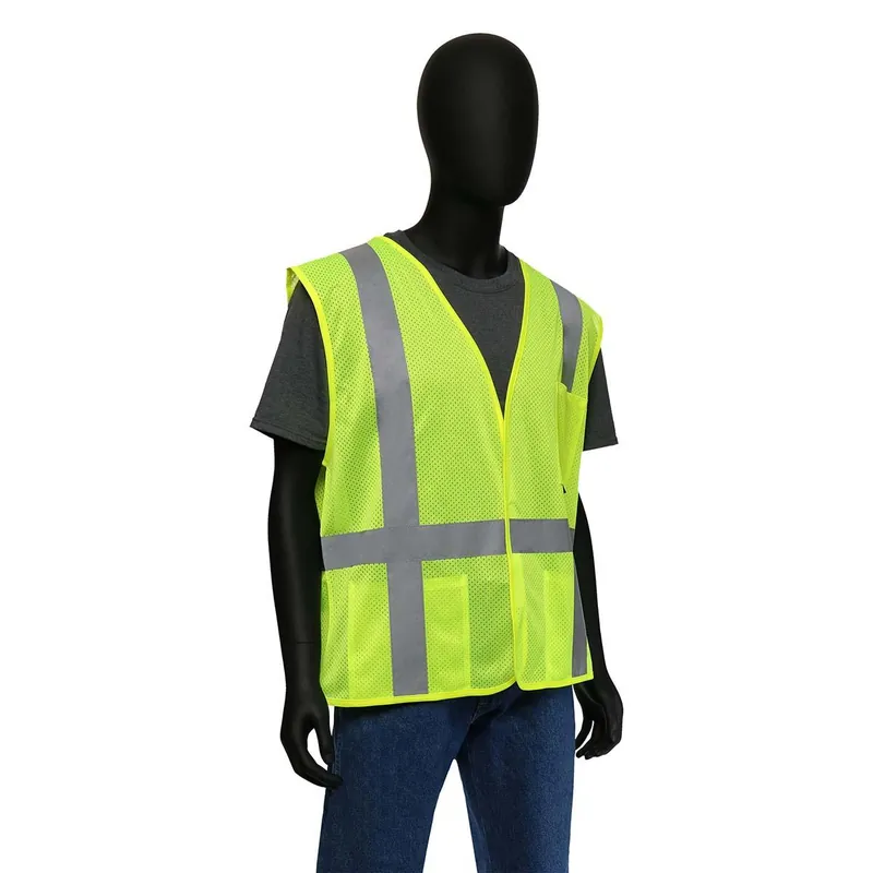 Hot Picks West Chester 47217/L ANSI Class II Self Extinguishing Vest with 2" Silver Reflective Tape. 100% Polyester Lime Green Mesh.