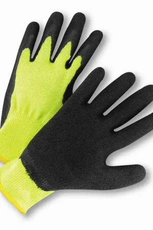 West Chester HVG700SLC/XL High -Visibility cotton/polyester knit liner with black latex palm coating. One Day Deal