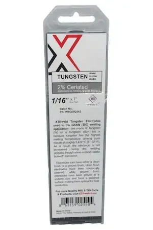 Certified Xtrweld WTCER2040 2% Ceriated Tungsten Electrode 0.040 Gray 10PK
