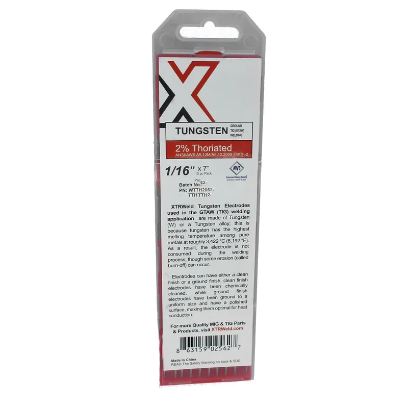Xtrweld WTTH2062 2% Thoriated Tungsten Electrode, 1/16, 10 Piece, 7 Inch L Hot Picks
