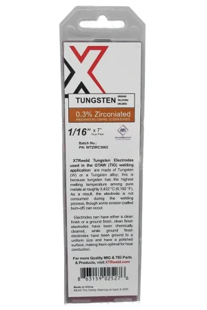 Xtrweld WTZIRC3062 0.3% Zirconiated Tungsten Electrode, 1/16, 10 Piece Authentic