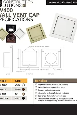 Place Order Construction Solutions EV-400W White wall vent cap with magnetized lid
