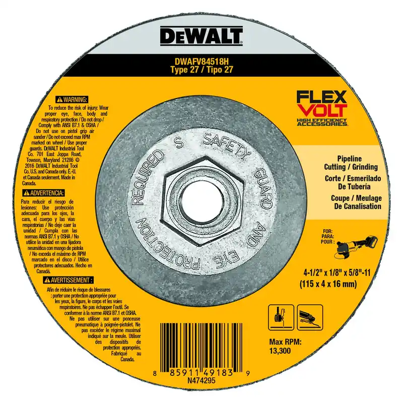 DeWalt DWAFV84518H 4-1/2 X 1/8 X 5/8-11 T27 FV CUT/GRINDING Time-Limited