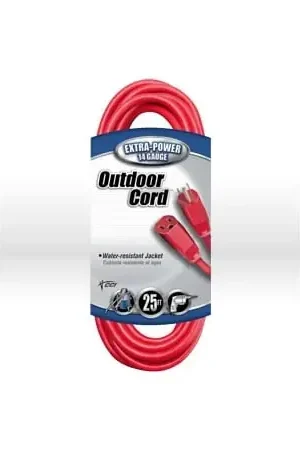 Must Have Coleman Cable 02407-8804 Extension Cord 14/3 SJTW 25 feet 15 Amps 125V Red