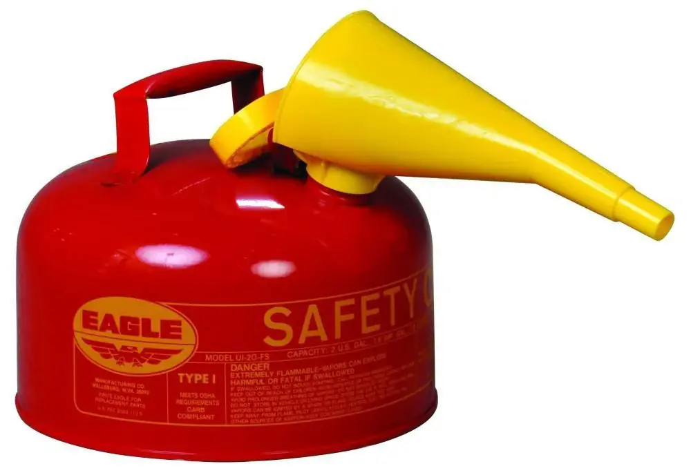 Super Sale Eagle UI20FS Type I 2 gal. Metal Safety Gas Can with Funnel