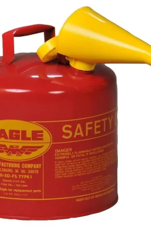 Must Have Eagle UI50FS Type I 5 gal Hot Dipped Galvanized Safety Can for Storage in Red