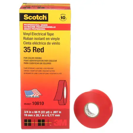 Get Yours 3M 7000006094 Scotch Vinyl Color Coding Electrical Tape 34 Inch x 66 Feet Red