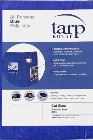 Buy Online Kotap TRA-0912 All-Purpose Multi-Use 5-mil Poly Tarp Blue Cut Size 9 x 12 ft.
