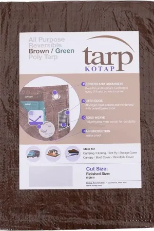 Next Day Delivery Kotap TBG2030 20 x 30 Ft. All-Purpose Multi-Use Protection/Coverage 5-mil Poly Tarp, Reversible, Waterproof, Brown/Green