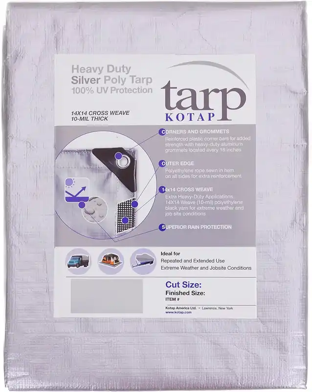 Kotap TRS1620 Heavy-Duty Protection Tarp 16 x 20 Ft. Hassle-Free Returns