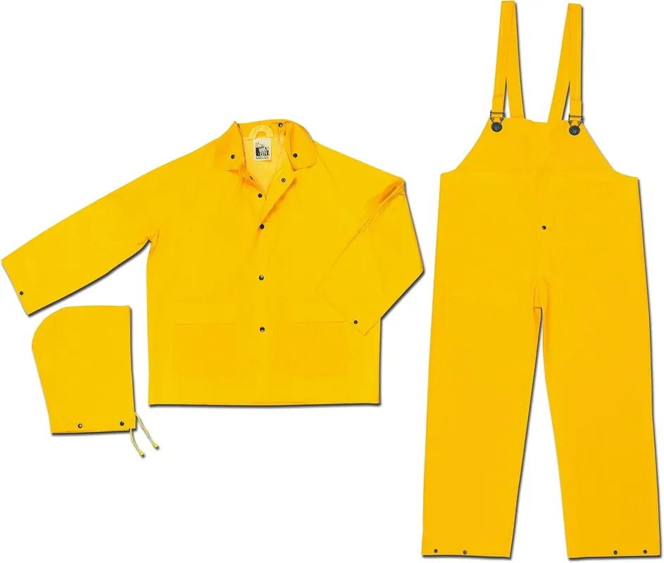 MCR Safety 2003X3 Classic PVC Polyester 3-Piece Rainsuit with Hood Yellow 3X-Large Factory Price