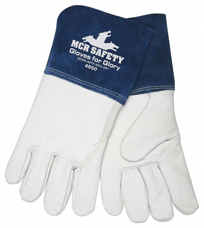 Affordable MCR Safety 4850XL Welding Gloves Wing Thumb Gauntlet Cuff Premium White Goatskin XL Glove Size 1 PR