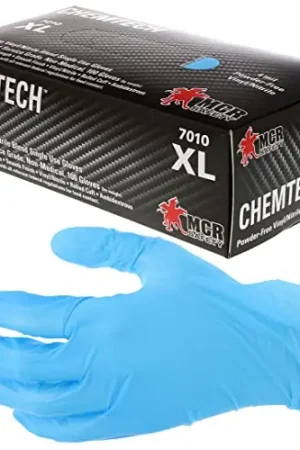 Today Only MCR Safety 7010XL Industrial Food Grade Nitrile Vinyl Powder Free Disposable Gloves Blue, 1 Box with 100 Gloves, X-Large