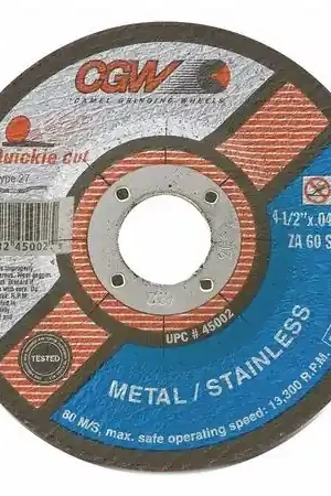 CGW 45002 Type 27, Quickie Cut Cutoff Wheels, 4-1/2 X .045 X 7/8, T27, ZA60-S-BF, 25/box Fast Shipping