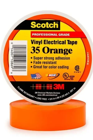 3M 80610834022 Scotch Vinyl Color Coding Electrical Tape 35 - 3/4 in x 66 ft - Orange Premium