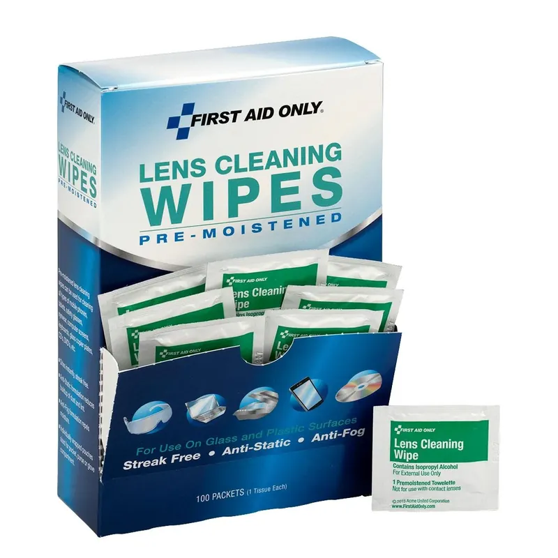 First Aid Only 90192 Premoistened Lens Cleaning Tissues - 100 Packet Box Crafted