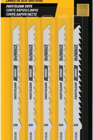 DEWALT DW3703-5 Fast Clean Cut Wood Cobalt Alloy Steel U-Shank Jig Saw Blade (5-Pack) Shop Now
